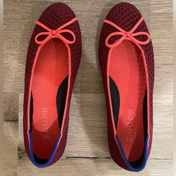 Rothy's Women's The Ballet Flat With Bows in Berry Mesh - Picture 8 of 10